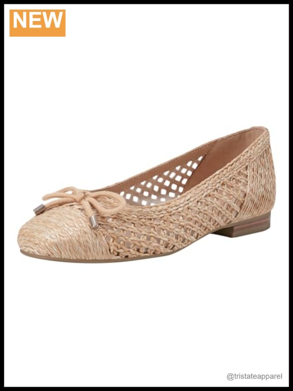Ballet Flats with Bow Detailing, Slip-On Almond Toe, Low Block Heel